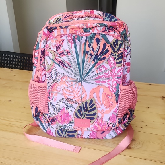 Vera Bradley ReActive XL Backpack in Rain Forest Canopy Coral Print - Picture 4 of 16